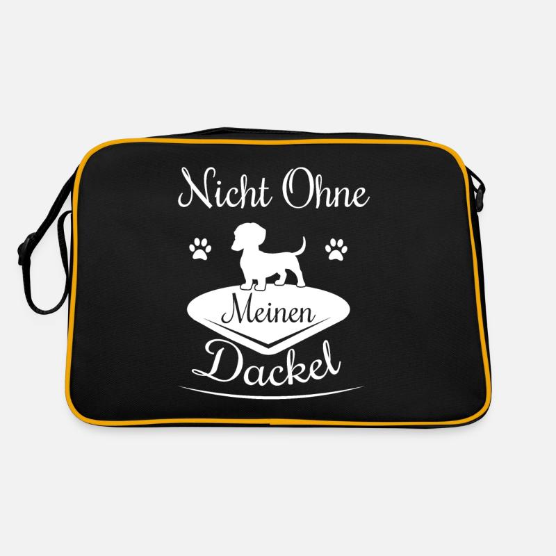 Nicht ohne meinen Dackel - Retro Tasche - Schwarz/Gold