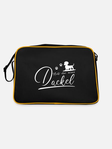 Nicht ohne meinen Dackel - Retro Tasche - Schwarz/Gold - Hinten