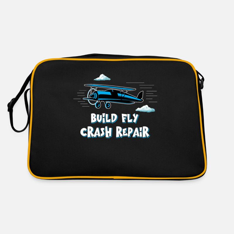 Build Fly Crash Repair Model Airplane - Retro Bag - black/gold