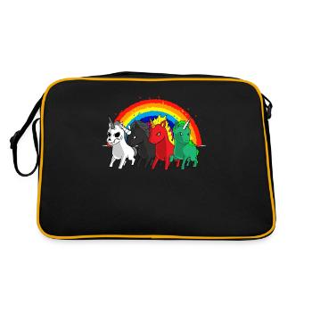 Unicorn rider apocalypse rainbow joke gift - Retro Bag - black/gold - Back