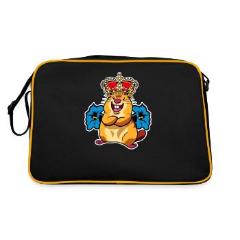 Gentian Marmot King Crown Alm Alps Gift - Retro Bag - black/gold - Back