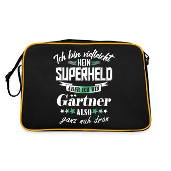 Superheld Gärtner - Retro Tasche - Schwarz/Gold - Hinten