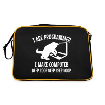 Programmierer Katze Geschenk Programmieren Mitze - Retro Tasche - Schwarz/Gold - Hinten