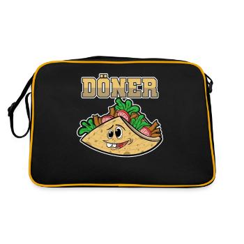 Doner Kebab Snack Funny Shirt Gift Geek - Retro Bag - black/gold - Back