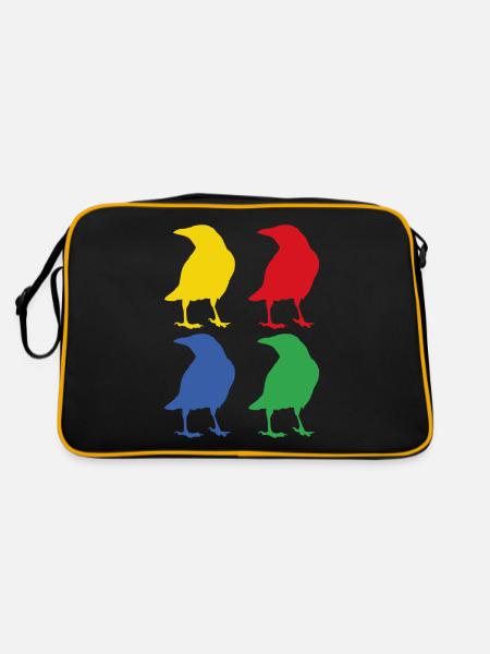 Crow animal raven - Retro Bag - black/gold - Back