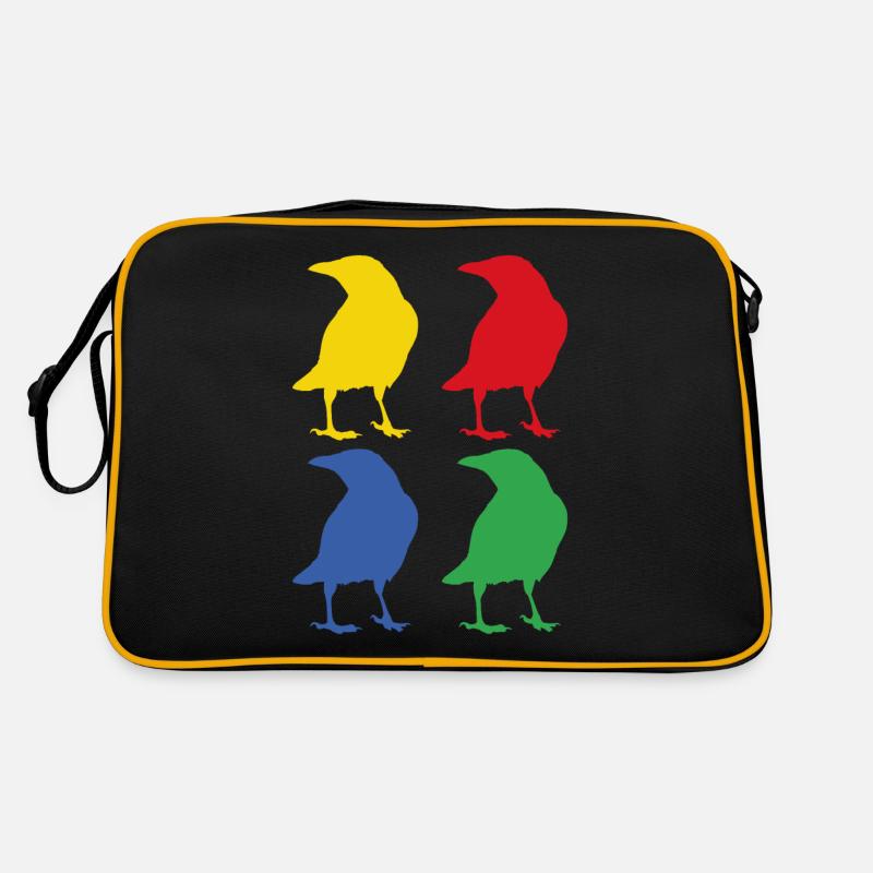 Corbeau animal corbeau - Sac Retro - noir/or