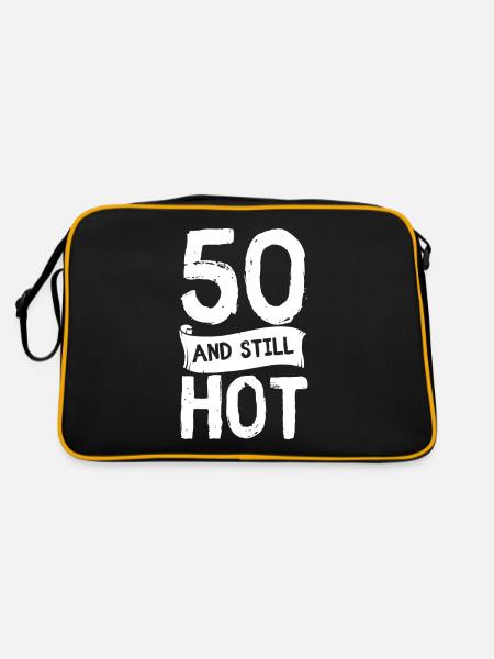 50s Birthday 50 years Fifty Hot Gift - Retro Bag - black/gold - Back