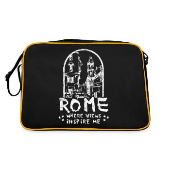 Rom Italien Vatikanstadt Hauptstadt Geschenkidee - Retro Tasche - Schwarz/Gold - Hinten