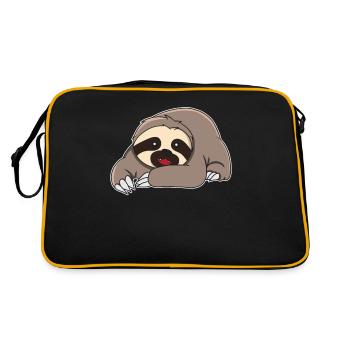 Sloth Relax Lazy Sweet Animal Love Gift - Retro Bag - black/gold - Back