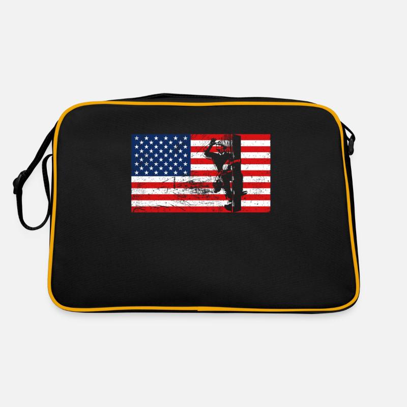 Monteur de lignes d'électricien drapeau des États-Unis Sac Retro