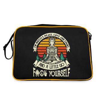 I am Mostly Peace Love And Light Vintage Woman - Retro Tasche - Schwarz/Gold - Hinten