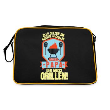 Tout le monde s’assois dans le jardin, sauf papa, - Sac Retro - noir/or - Dos