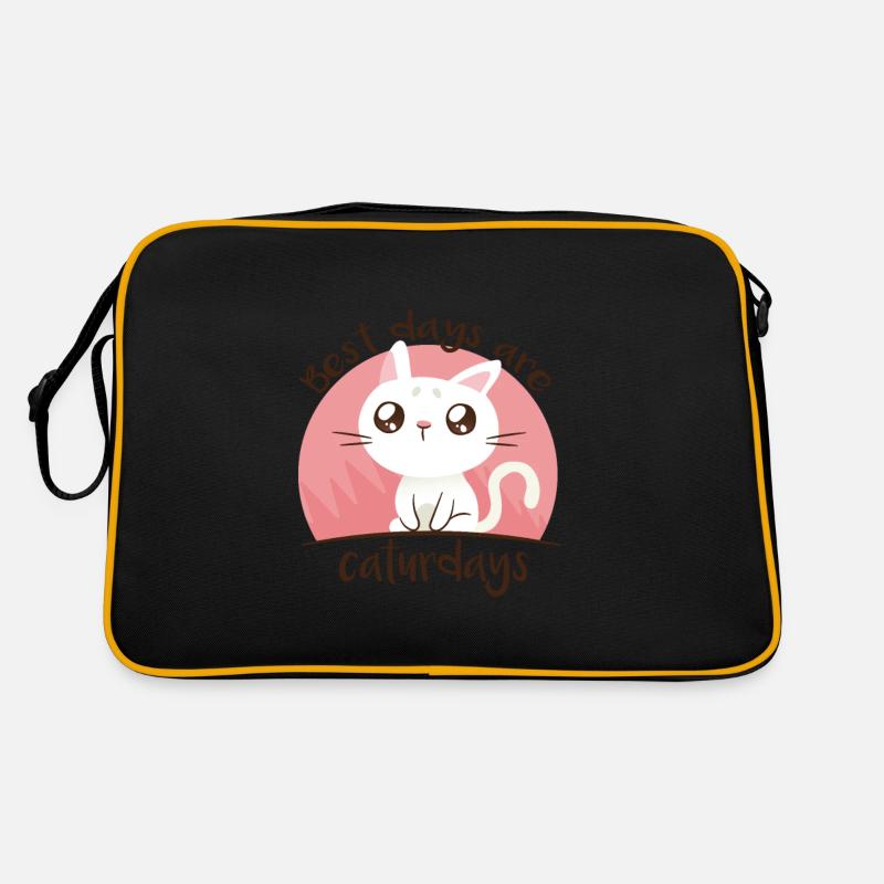 caturday Katze - Retro Tasche - Schwarz/Gold