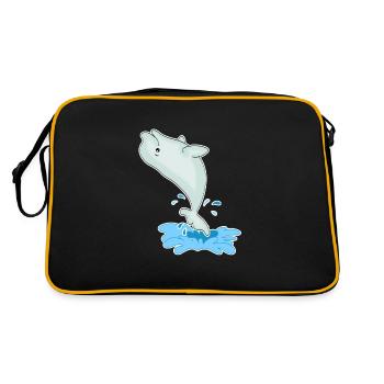 Beluga Whale Beluga Whale Comic Sea Funny Gift - Retro Bag - black/gold - Back