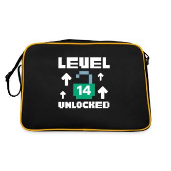 Level 14 Unlocked - Gamer Geburtstaggeschenk - Retro Tasche - Schwarz/Gold - Hinten