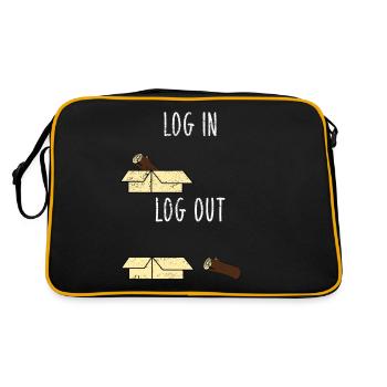 Computer Science Joke Log In Log Out Nerd Office Gift - Retro Bag - black/gold - Back