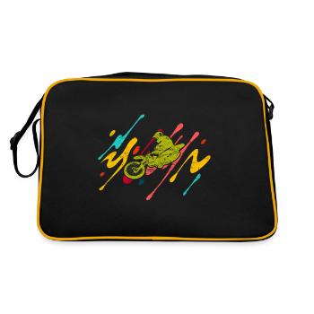 Retro Braap Motorrad Quad Geschenk Geschenkidee - Retro Tasche - Schwarz/Gold - Hinten