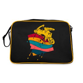 Retro Braap Motorrad Quad Geschenk Geschenkidee - Retro Tasche - Schwarz/Gold - Hinten