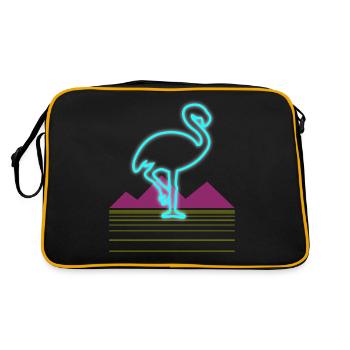 Les années 80 Retro Néon Rose Flamingo Oiseau Cadeau - Sac Retro - noir/or - Dos