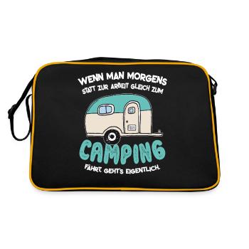 Funny camping holiday travel caravan gift - Retro Bag - black/gold - Back