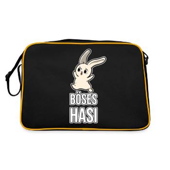 Böses Hasi Lustig Süß Böse Spruch Geschenk Geek - Retro Tasche - Schwarz/Gold - Hinten