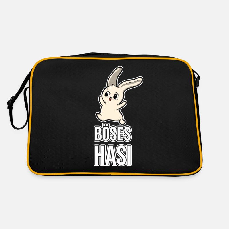 Böses Hasi Lustig Süß Böse Spruch Geschenk Geek - Retro Tasche - Schwarz/Gold