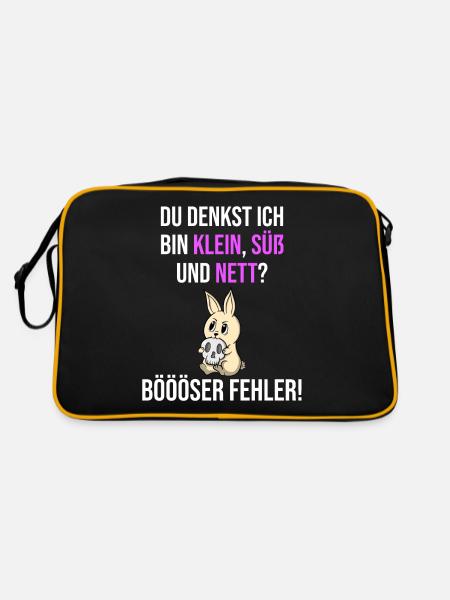 Böser Fehler Spruch Klein Süß Nett Geschenk Geek - Retro Tasche - Schwarz/Gold - Hinten