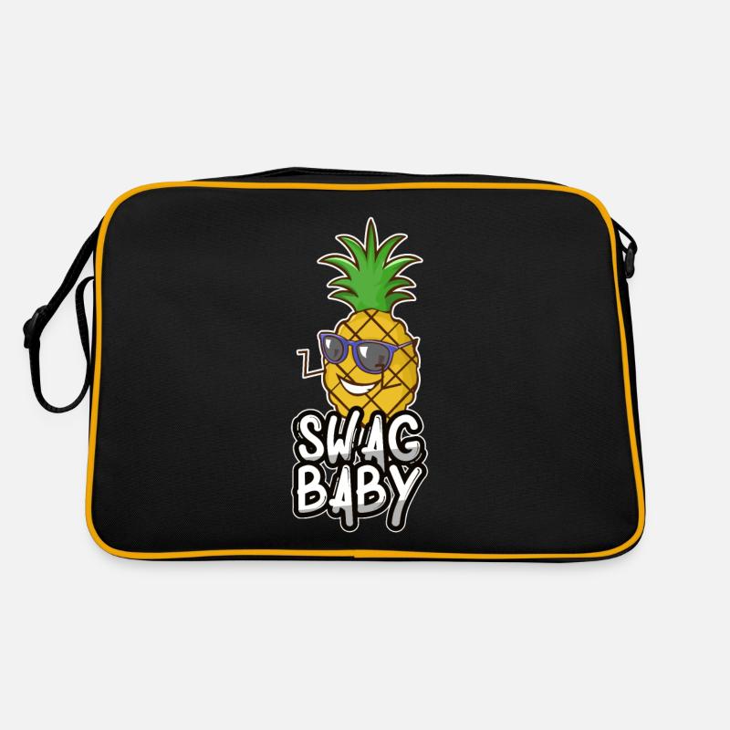 Lunettes de soleil ananas Cartoon Comic Summer Gift - Sac Retro - noir/or
