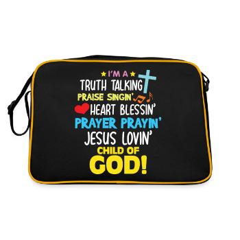 Vérité Louange Bénédiction Prière Enfant de Dieu Chrétien - Sac Retro - noir/or - Dos