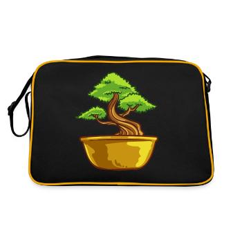 Bonsai tree plants Japan tree cut gift - Retro Bag - black/gold - Back