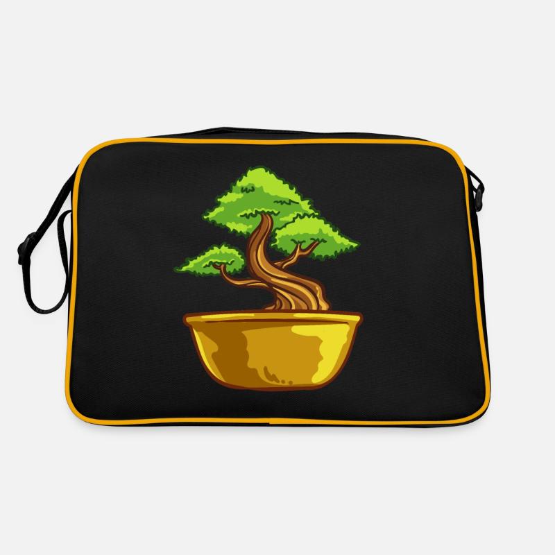 Bonsai tree plants Japan tree cut gift - Retro Bag - black/gold