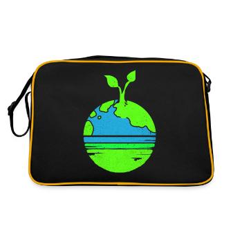 Tag der Erde - Retro Tasche - Schwarz/Gold - Hinten