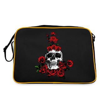 Tête de mort Roses Plante Amour - Sac Retro - noir/or - Dos
