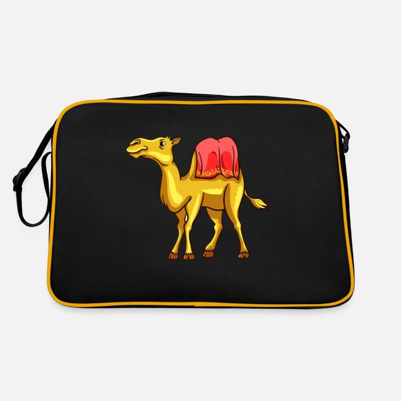 Kamel Kamele Tierliebe Liebhaber Geschenk - Retro Tasche - Schwarz/Gold