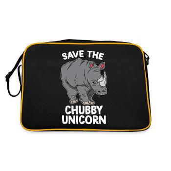 Nashorn Rhinozeros Rhino Chubby Einhorn Geschenk - Retro Tasche - Schwarz/Gold - Hinten