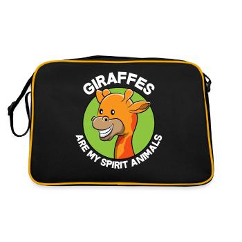 Giraffe Lustige Süße Tierliebe Liebhaber Geschenk - Retro Tasche - Schwarz/Gold - Hinten