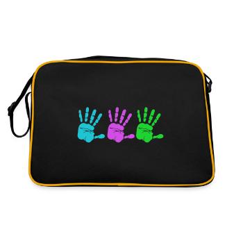 Bunte Hände - Colorful Hands - Retro Tasche - Schwarz/Gold - Hinten