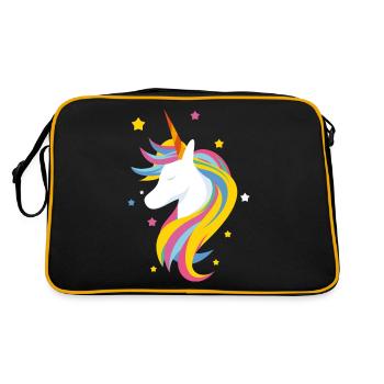 Süsses Einhorn - Retro Tasche - Schwarz/Gold - Hinten