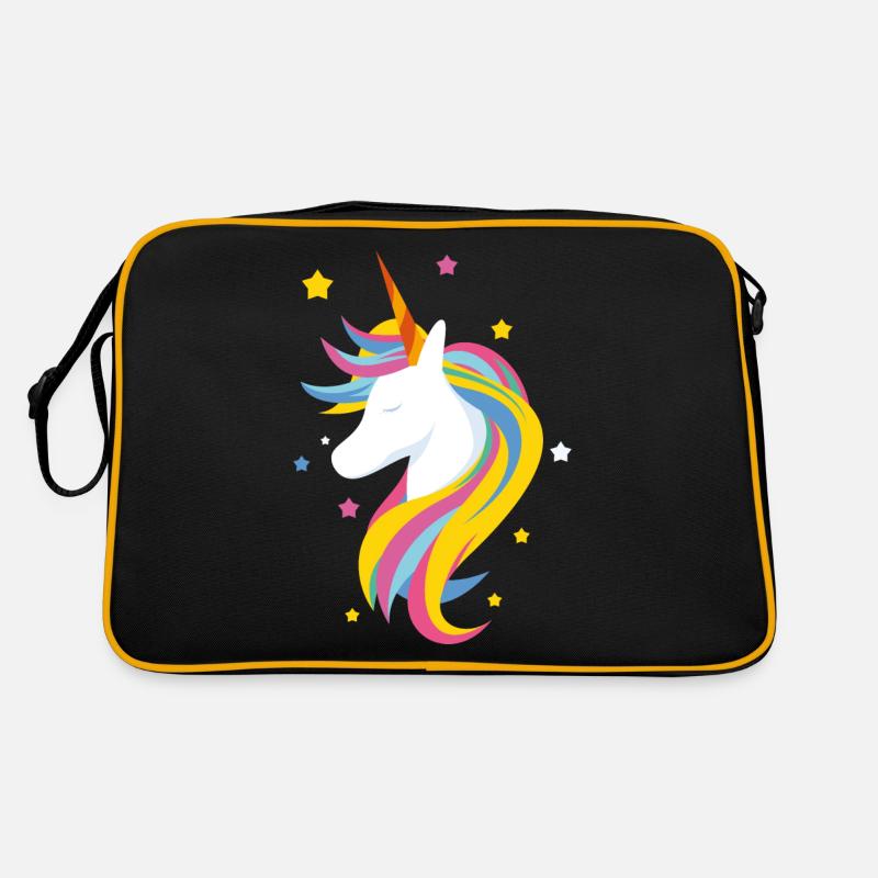 Süsses Einhorn - Retro Tasche - Schwarz/Gold