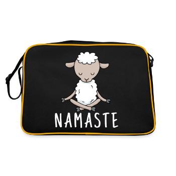 Yoga Sheep Meditation Yogi Namaste Gift - Retro Bag - black/gold - Back