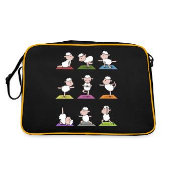 Yoga Sheep Meditation Yogi Namaste Gift - Retro Bag - black/gold - Back