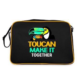 Tukan cadeau jungle tropical oiseaux bec - Sac Retro - noir/or - Dos
