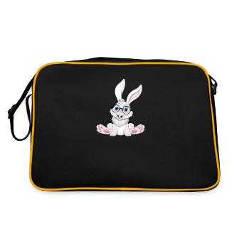 Lustiger Hase Cooles Nerd Bunny Rabbit mit Brille - Retro Tasche - Schwarz/Gold - Hinten