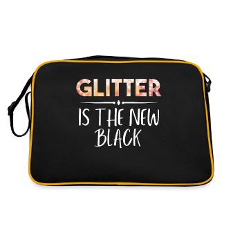 Glitzer Geschenk - Retro Tasche - Schwarz/Gold - Hinten