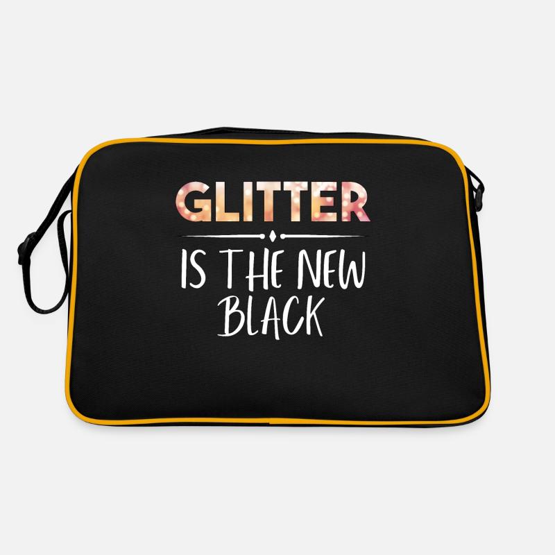 Glitzer Geschenk - Retro Tasche - Schwarz/Gold