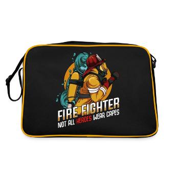Feuerwehr Superheld Statement Sprüche Geschenkidee - Retro Tasche - Schwarz/Gold - Hinten