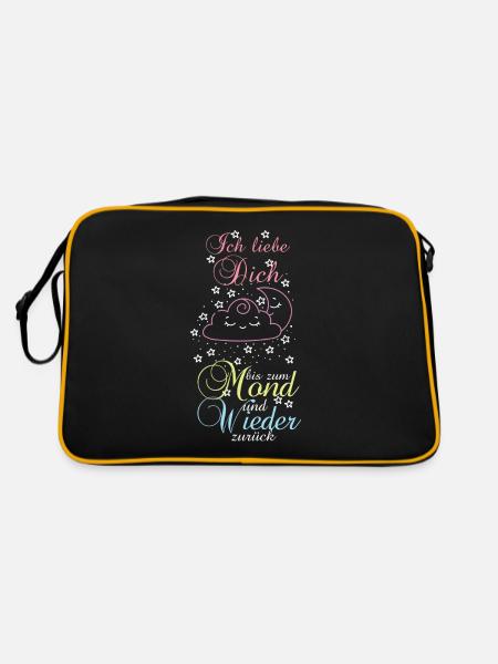 Ich liebe Dich bis zum Mond und wieder zurück - Retro Tasche - Schwarz/Gold