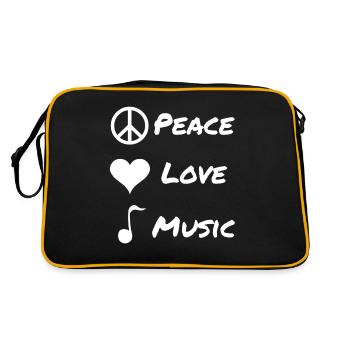 Peace Love Music Paix Musique Symbole Cadeau - Sac Retro - noir/or - Dos
