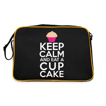 Restez calme Restez calme et mangez un petit gâteau - Sac Retro - noir/or - Dos