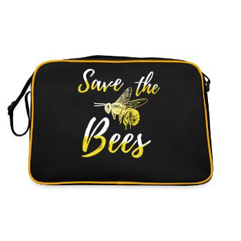 Save the Bees - Retro Tasche - Schwarz/Gold - Hinten